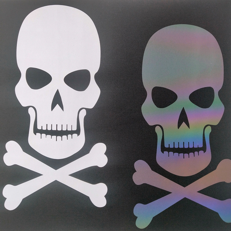 Reflective hot stamping skull with magic color heat transfer label图片2