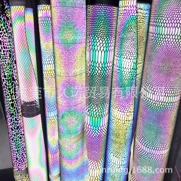 Colorful reflective leather