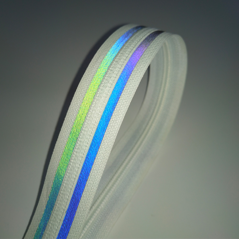 5# white reflective zipper colorful reflective图片2