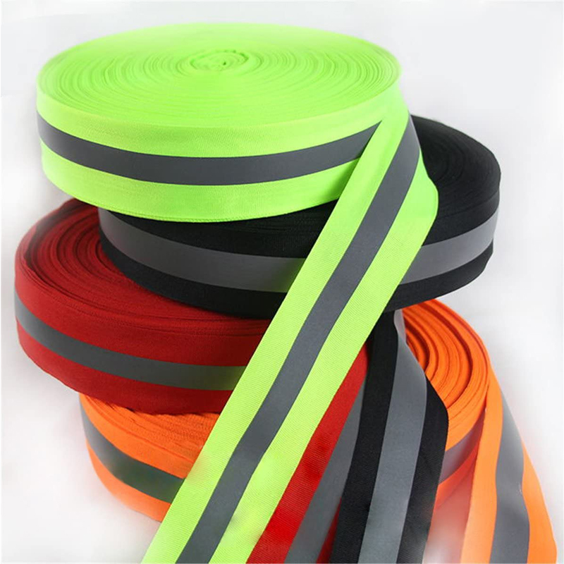 5cm polyester reflective webbing (fluorescent orange red black)