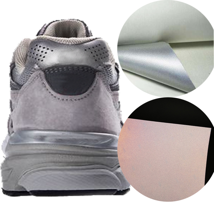 Reflective PU leather 0.8mm thick near cloth bottom